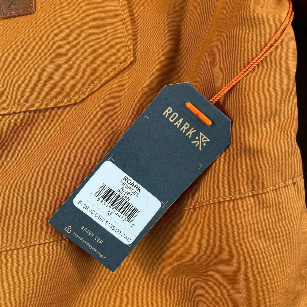 Roark Hebrides Jacket Medium Pecan High Pile Fleece Lined Snap Buttons‎ NWT $140